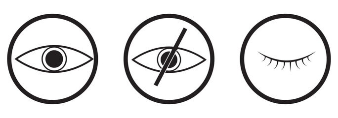 Eye icon set. See and unsee symbol. Show password. Vector illustration eps 10 