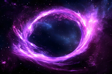 Obraz premium Glowing purple cosmic ring in nebula