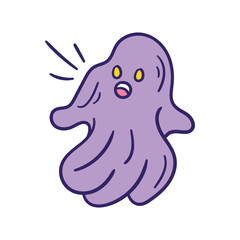 Ghost color line doodle icon with white background vector stock illustration