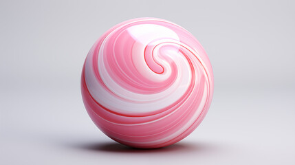 Pink and white marble ball isolated on a white background, 3d icon, color image,  isolated on a white background, without people, printable