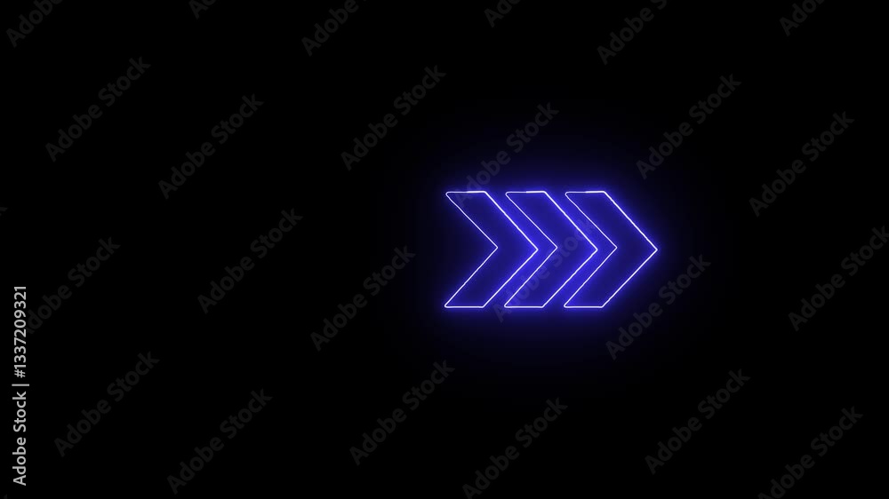 Poster glowing neon arrow loop animation, showcasing a directional concept. this loading icon animation hig