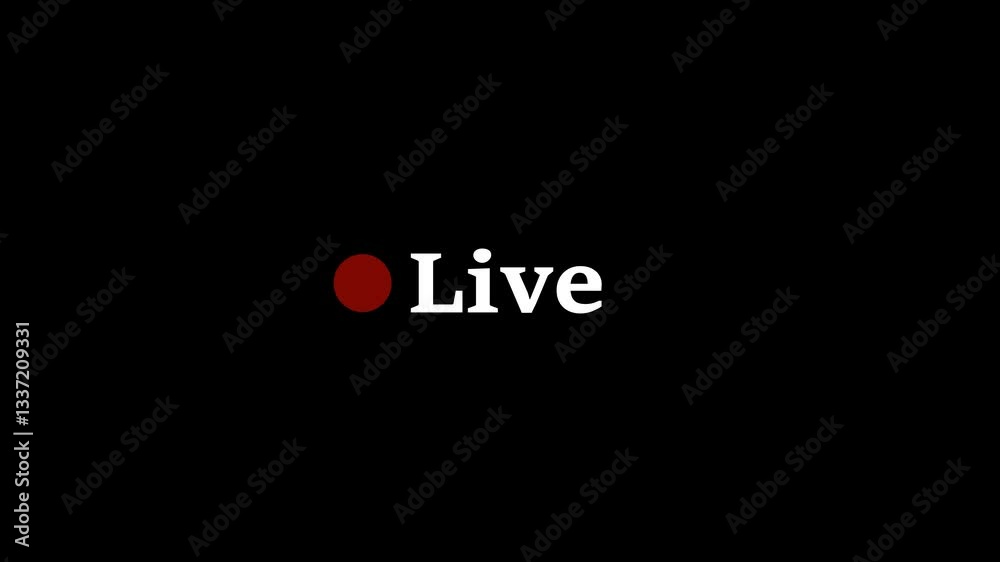Poster animation of live icon and live video icon with red live stream button, symbolizing live streaming b
