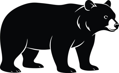Obraz premium A bear silhouette black color vector art illustration