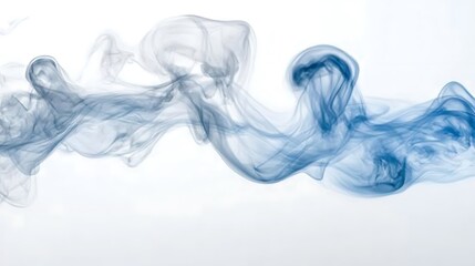 Fototapeta premium Abstract blue smoke swirls on white