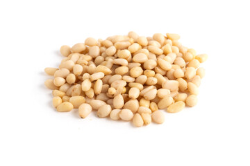 Pine nuts isolated on white background. Clipping path included.