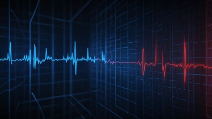 Electrocardiogram showing changing heart rate on digital display