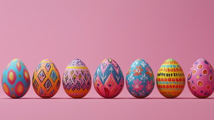 easter eggs on a pink background