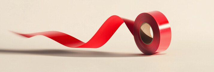 Vibrant red adhesive tape roll with bold contrast and dramatic lighting