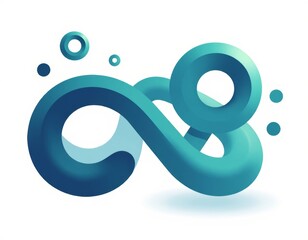 corporate 3D shapes in blue and green morphing for agile systems and business process illustrations 4K conceptual render with white background