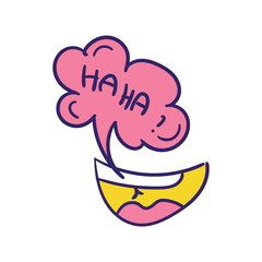 laugh color line doodle icon with white background vector stock illustration