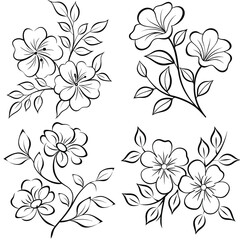 Obraz premium A delicate black and white floral illustration featuring two large blooming flower