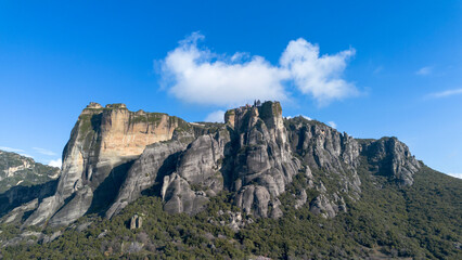 Meteora is a rocky region with monasteries near the town of Kalambaka in Greece.