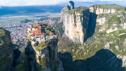 Meteora is a rocky region with monasteries near the town of Kalambaka in Greece.