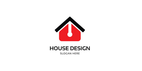 logo architecture for construction company. property template vector illustration for your brand. pen with house logo