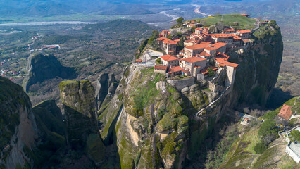 Meteora is a rocky region with monasteries near the town of Kalambaka in Greece.