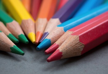 A vibrant collection of colored pencils arranged in a circular pattern