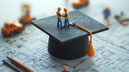 tiny workers and graduation cap