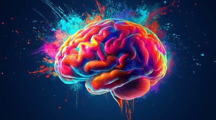 Abstract Illustration of Human Brain – Creative Neural Network Concept with Futuristic and Scientific Elements