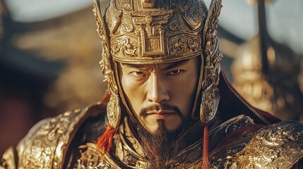 Ancient Chinese Warrior in Full Armor