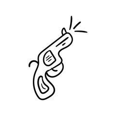 Free Gun line doodle icon with white background vector stock illustration