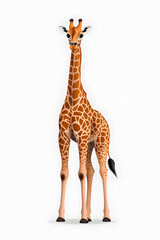 Obraz premium Realistic Standing Giraffe isolated on white background