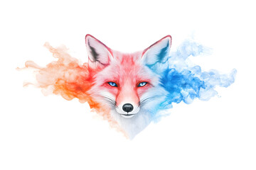 Obraz premium Abstract watercolor red fox face design isolated on white background