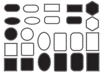 Scalloped Lace Doily Shape Template Frame and Borders for Invitations, Wedding Invites, Greeting Cards, Scrapbooking, Christmas Cards. Black Vector Frame Collection Set