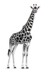Naklejka premium Black and white Standing Giraffe vector style illustration isolated on white background