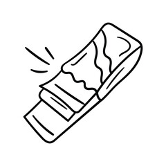 Chewing Gum line doodle icon with white background vector stock illustration