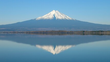 Fototapeta premium Serene Mountain Lake Reflection Majestic Peak Tranquil Waters