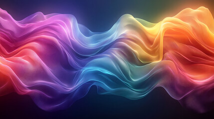 Fototapeta premium Colorful Abstract Wave: An artistic depiction of flowing, multicolored waves, transitioning smoothly across a vibrant spectrum. The dynamic, abstract design captures a sense of movement and energy.