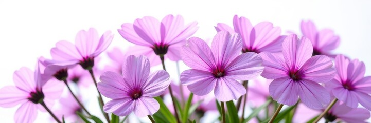 Cluster of vibrant purple flowers, pure white isolation, isolated, art