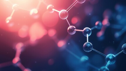 This vibrant illustration features a molecular structure with colorful atoms and bonds, creating a striking abstract background. Ideal for science themes.