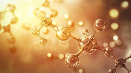 An abstract illustration of molecular structures with golden bubbles that create a warm, inviting background, emphasizing creativity and isolation.