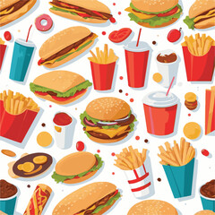 fastfood, fast, snack, food, meal, delicious, burger, lunch, background, dinner, american, meat, unhealthy, menu, restaurant, set, cheeseburger, junk, isolated, hamburger, fat, eat, sandwich, tasty, c
