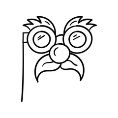 Funny Props line doodle icon with white background vector stock illustration