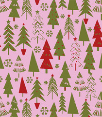 Obraz premium Christmas branches, New Year and garland seamless pattern background