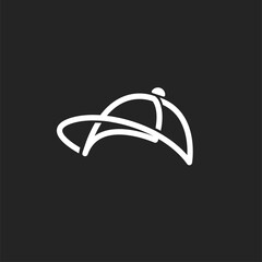 Minimalist line art hat logo, versatile for fashion, sports, and branding. Perfect for microstock buyers seeking simple, flexible designs for apparel, logos, and creative projects