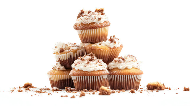 A stack of cupcakes with frosting and sprinkles on top