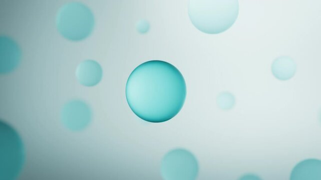 3D Water Droplets, Hydrating Serum Bubbles, Complete Vitamins, Skincare Essence, Liquid Bubbles, Gel Bubbles, Molecules Inside Liquid Bubbles on a Water Background.