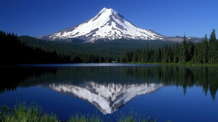 Obraz premium Majestic Mountain Reflected in Still Lake Water