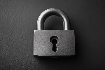 Close up view of a metallic padlock on a dark surface highlighting security and protection themes