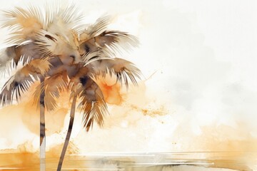 Coconut tree watercolor background painting backgrounds outdoors.