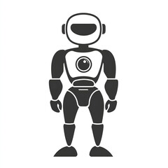 Futuristic Robot Illustration: Playful Sci-Fi Character Design and Engineering Innovation in Black and White