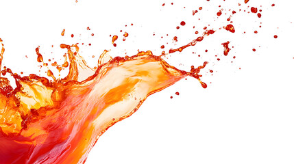 A splash of orange liquid is splashing out of a cup