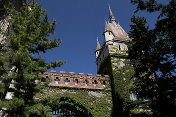 Vajdahunyad Castle in Budapest, a beautiful historical castle with medieval and Gothic...