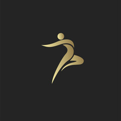 Dancing man forming number 7 logo - modern, creative, energetic, and dynamic logo design perfect for dance studios, sports brands, events, and fitness businesses. Ideal for branding, marketing, and di
