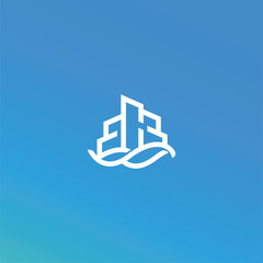 Modern BCB initial logo with beach wave elements, perfect for construction, architecture, and coastal businesses. Clean, professional design ideal for branding and real estate companies. Buy this vers