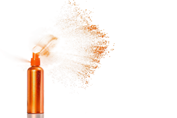 Hair spray mist in action isolated on transparent background
