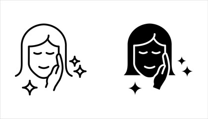 Skincare icon set. using cleansing wipe and other cosmetic products. Beauty and hygiene concept on white background